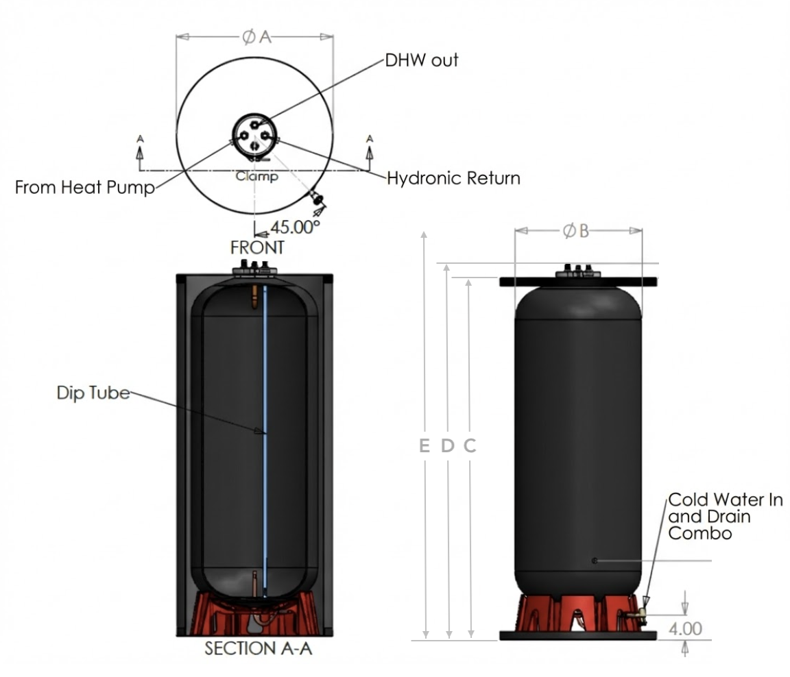 Reclaim tank dimensions